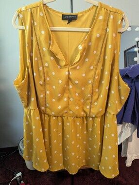 Lane Bryant Yellow Polka Dot Sleeveless Peplum Camisole